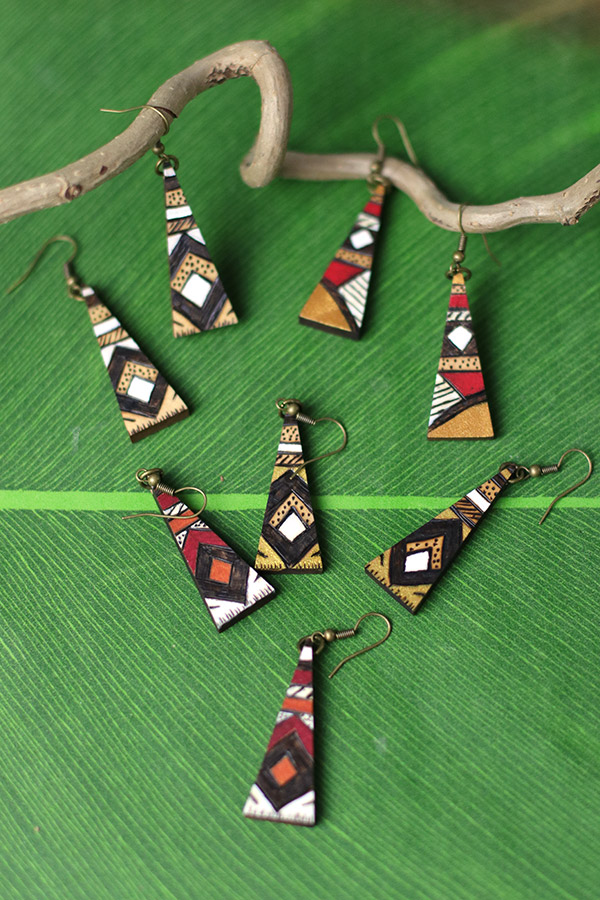 Schéma Boucles d'oreilles en bois pyrogravées