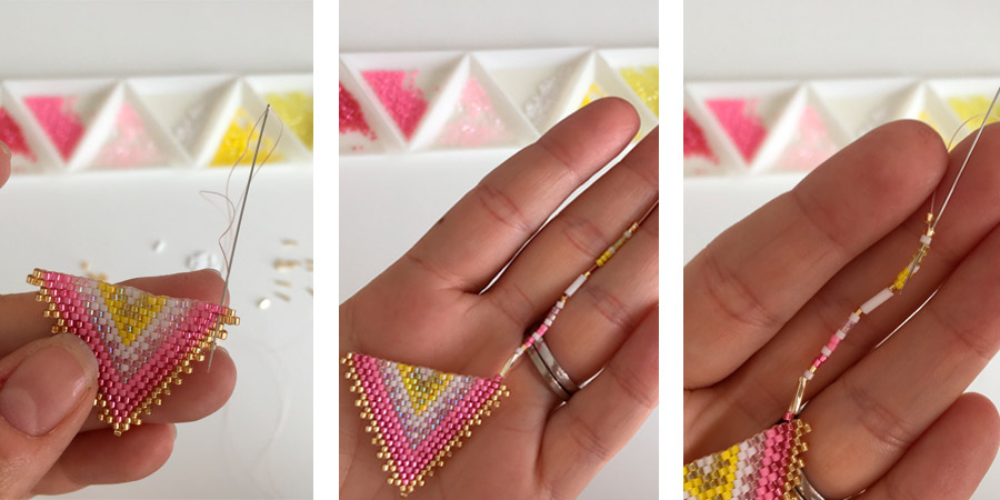 Boucles d'oreilles India avec des perles Miyuki et des sequins lisses : Etape 3