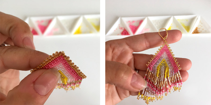 Boucles d'oreilles India avec des perles Miyuki et des sequins lisses : Etape 6