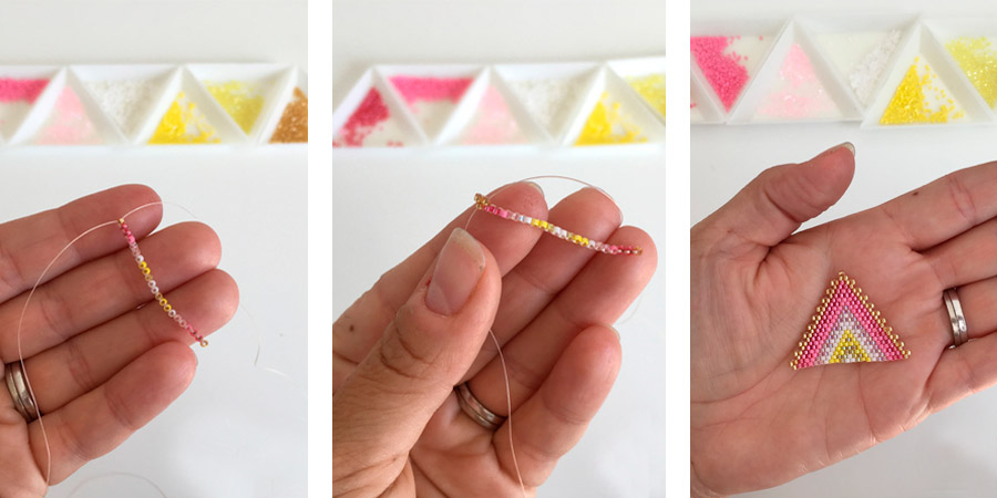 Boucles d'oreilles India avec des perles Miyuki et des sequins lisses : Etape 2