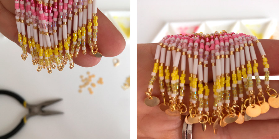 Boucles d'oreilles India avec des perles Miyuki et des sequins lisses : Etape 5