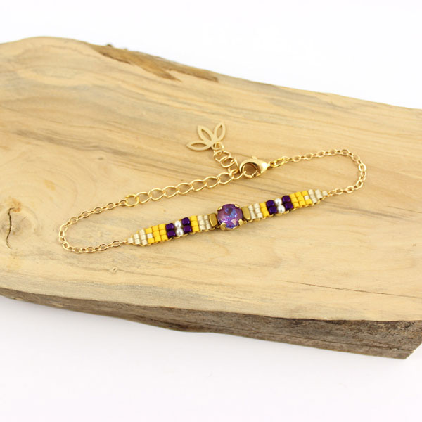 Bracelet tissage Square stitch cabochon PureCrystal DeLite Bracelet tissage Square stitch cabochon PureCrystal DeLite