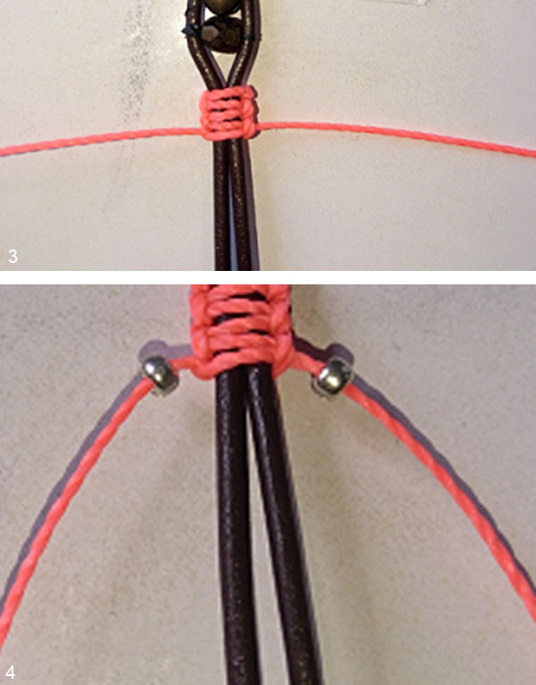 Bracelet wrap 4 tours avec des perles Rocaille Miyuki et nœuds macramé : Etape 3 Bracelet wrap 4 tours avec des perles Rocaille Miyuki et nœuds macramé : Etape 3