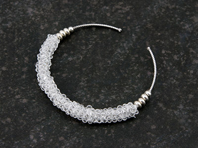 Bracelet jonc toupies Swarovski tissage peyote tubulaire : Etape 6