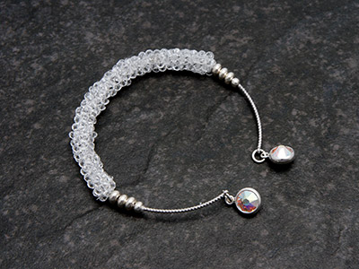 Bracelet jonc toupies Swarovski tissage peyote tubulaire : Etape 8