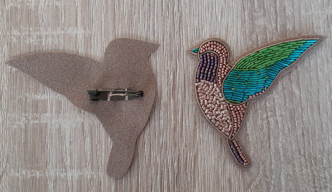 DIY Broche oiseau en broderie d'or avec cannetille et jaseron par Dame Moustache : Etape 15