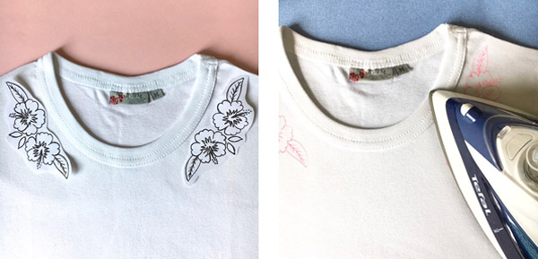 DIY broderie frise Hibiscus sur un col de tee-shirt : Etape 1