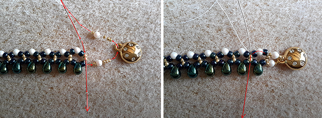 Collier élégant avec nacrées PureCrystal, mini-gouttes et rocaille Toho : Etape 4 Collier élégant avec nacrées PureCrystal, mini-gouttes et rocaille Toho : Etape 4