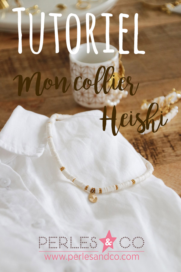 Schéma DIY Collier perles rondelles Heishi blanc et or et pendentif en plaqué or Schéma DIY Collier perles rondelles Heishi blanc et or et pendentif en plaqué or