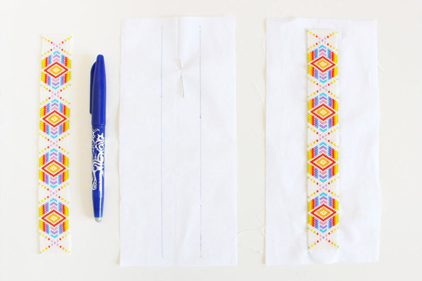 DIY couture facile Pochette customisée avec un tissage peyote impair arc en ciel : Etape 4