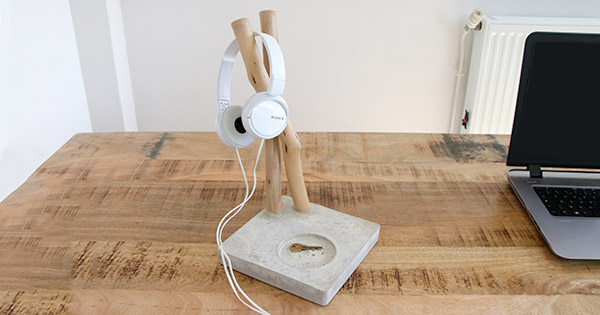 Diy Support Pour Casque Audio En Beton Et Bois Flotte Perles Co