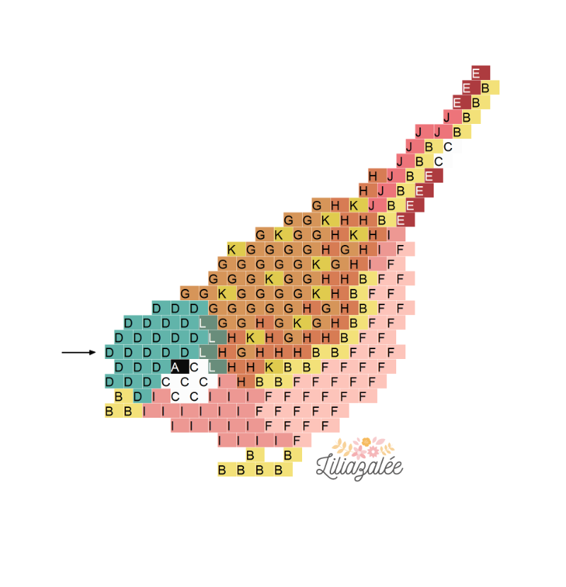 DIY tissage brick stitch motif oiseau d'automne en perles Miyuki Delicas : Etape 1