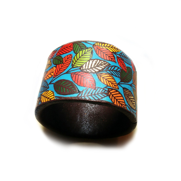 Bracelet Autumn en pâte polymère avec un silkscreen Moiko