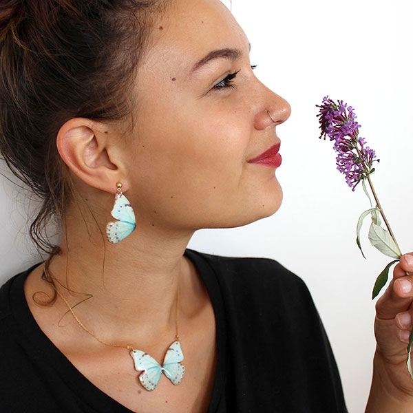 Schéma Collier papillon en organza, pâte Fimo et résine UV Schéma Collier papillon en organza, pâte Fimo et résine UV