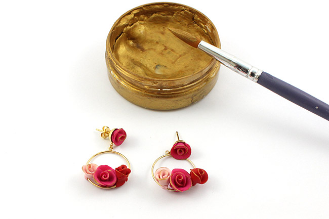 Créoles fleuries de roses en Pâte Fimo : Etape 9 Créoles fleuries de roses en Pâte Fimo : Etape 9