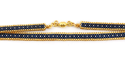 Ras de cou tissage Peyote breloque bleue cabochons pearl Miyuki : Etape 3 Ras de cou tissage Peyote breloque bleue cabochons pearl Miyuki : Etape 3