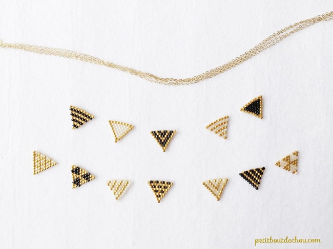 Sautoir fanions en tissage brick stitch en perles Miyuki de Petit bout de chou : Etape 14