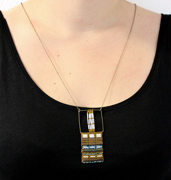 Schéma Sautoir tissage de perles avec Mini Hématites Rectangle Beads et Slender Bugles Miyuki