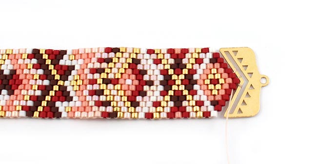 Bracelet Miyuki embouts tissage Peyote 13 rangs : Etape 3