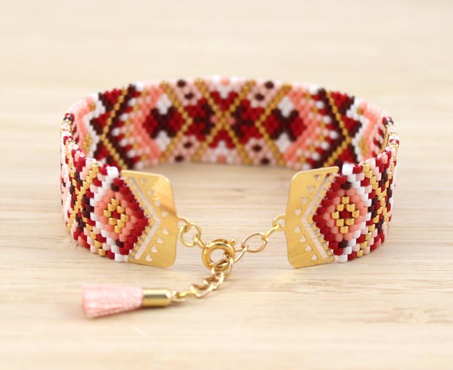 Bracelet Miyuki embouts tissage Peyote 13 rangs : Etape 4