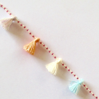 Bracelet Multirangs pastel pompons perles Chips Aventurine et Miyuki : Etape 7 Bracelet Multirangs pastel pompons perles Chips Aventurine et Miyuki : Etape 7