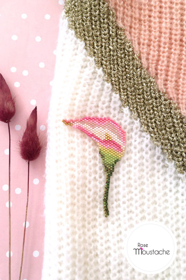 Schéma DIY Tissage fleur arum en perles Miyuki Delicas