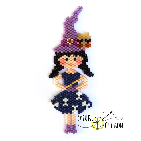 Sorcière en tissage Brick Stitch de perles Miyuki par Coeur Citron