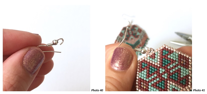 Boucles d'oreilles tissées en perles Miyuki Delicas style amérindien en Brick Stitch : Etape 21