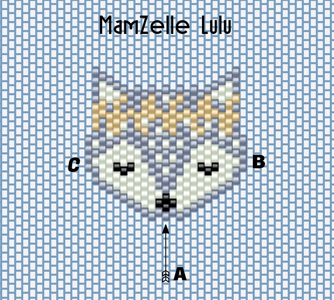 Motif tête de renard avec couronne de fleurs en tissage brick stitch : Etape 1