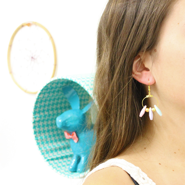 Boucles d'oreilles Créoles Poires facettées et Boules diamantées