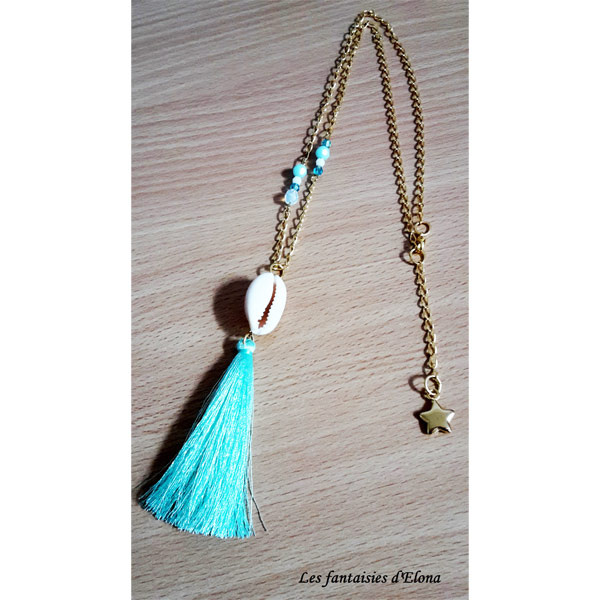 Parure Collier Bague et Bracelet Coquillages et pompon : Etape 9