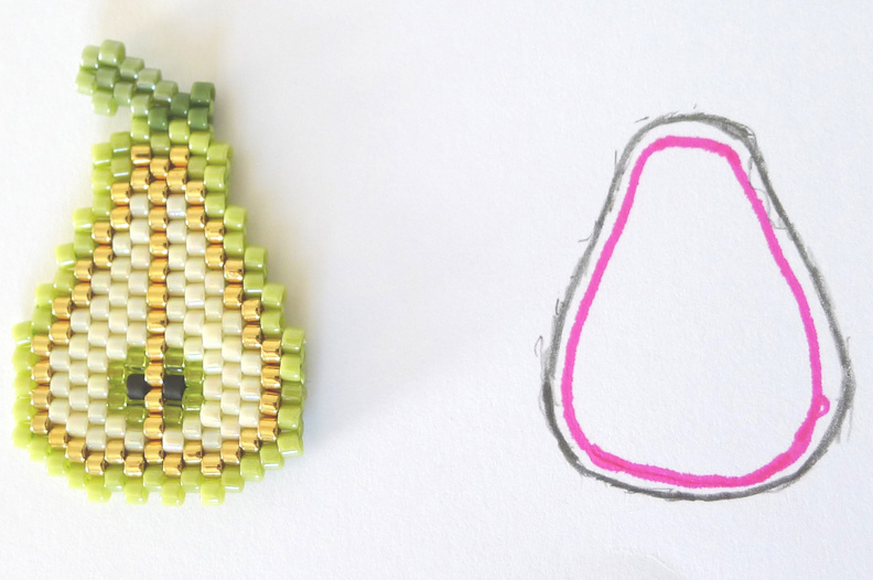 Assortiment de Pin's tranches de fruits en tissage de perles Miyuki : Etape 6 Assortiment de Pin's tranches de fruits en tissage de perles Miyuki : Etape 6