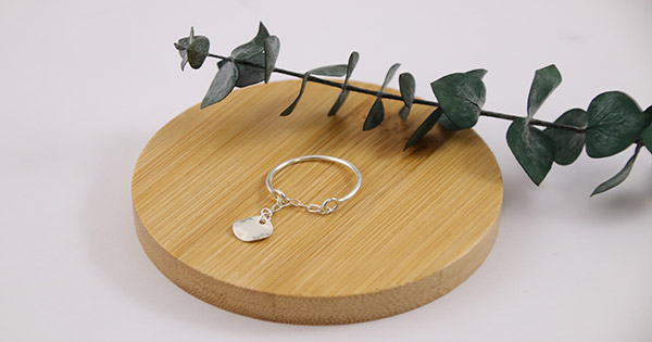 Bague chaînette en argent 925 avec breloque en argent