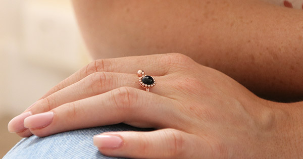Bague onyx sertie de billes PureCrystal Bague onyx sertie de billes PureCrystal