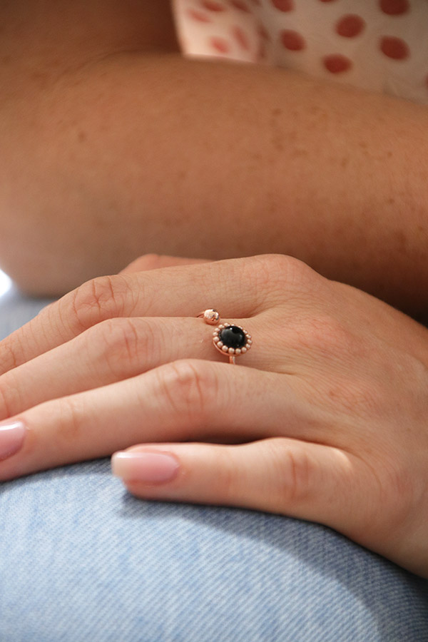 Schéma Bague onyx sertie de billes PureCrystal
