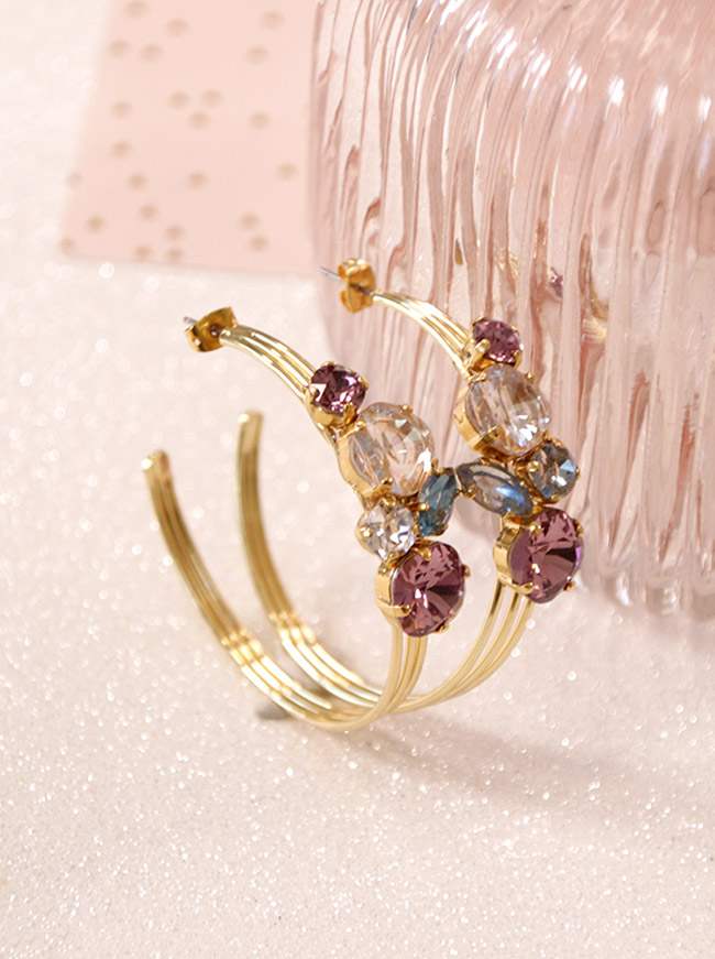 Creoles Avec Cristaux Swarovski Fixation Resine Uv Perles Co