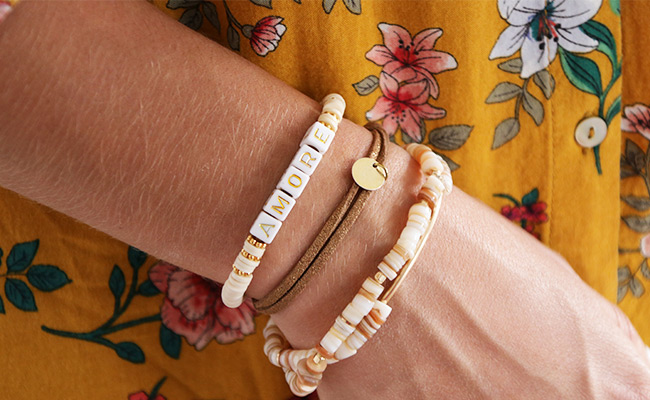 Pulsera en 1 nácar heishi cuentas rellenas de - Perles & Co