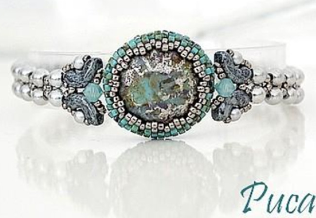 Final - Bracelet v&eacute;nus perles en verre Arcos et cabochon par Puca