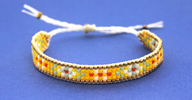 Bracelet tiss&eacute; Miyuki avec n&oelig;ud coulissant