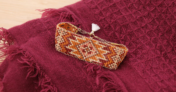 Tutoriel Bracelet manchette en perles miyuki couleurs briques Tutoriel Bracelet manchette en perles miyuki couleurs briques