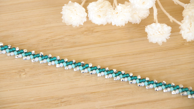 Bracelet tissage Saint-Pétersbourg simple brin et joncs en argent 925 final