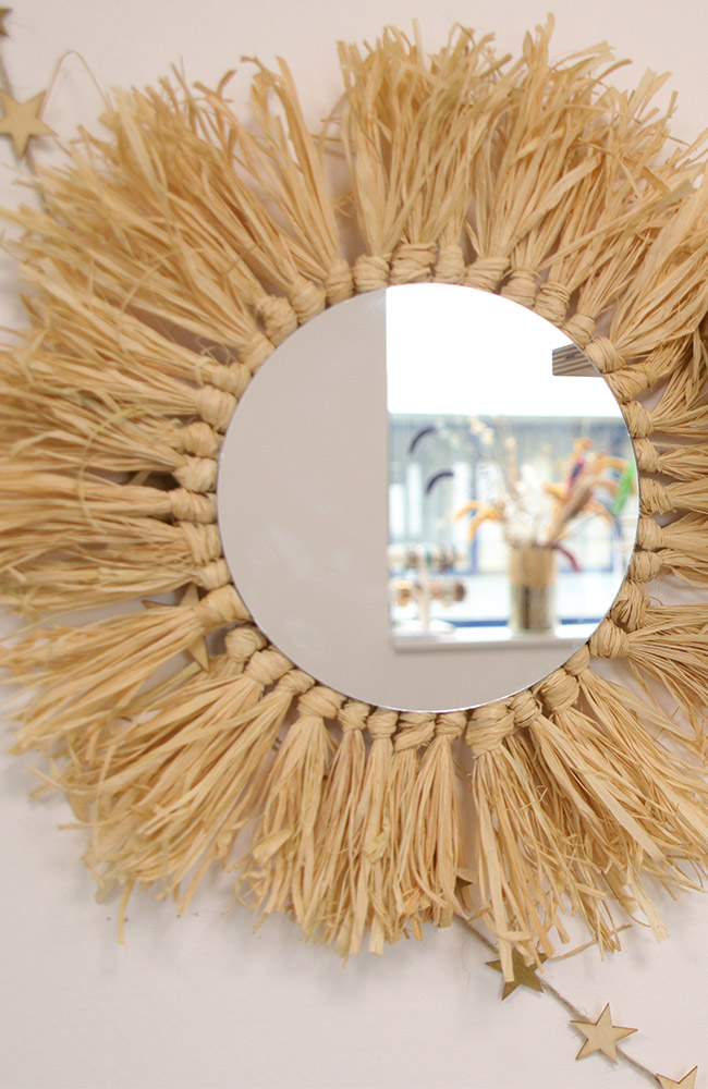 Schéma DIY Miroir à franges en raphia Schéma DIY Miroir à franges en raphia