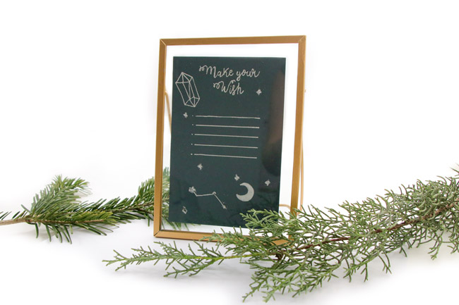 diy cadre avec affichette vœux pour l'année ésotérique