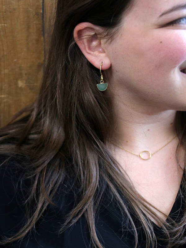 Schéma Boucles d'oreilles vertes et dorées Schéma Boucles d'oreilles vertes et dorées