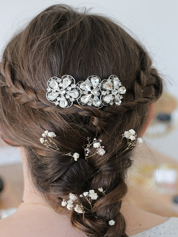 Schéma Peigne barrette argenté avec cristaux PureCrystal