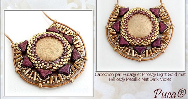 Pendentif Gaia cabochon et perles en verre Piros et Helios par Puca® Pendentif Gaia cabochon et perles en verre Piros et Helios par Puca®