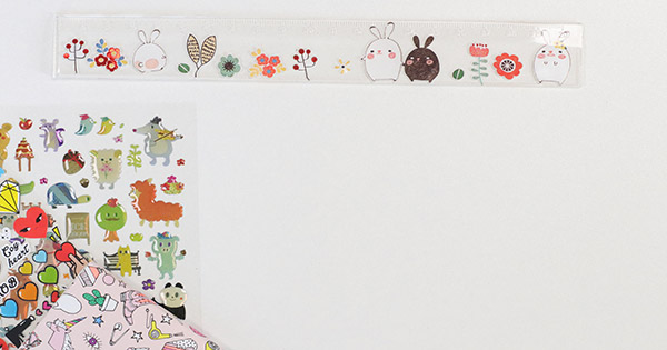 Schéma Tuto DIY règle graduée en résine epoxy et stickers kawai