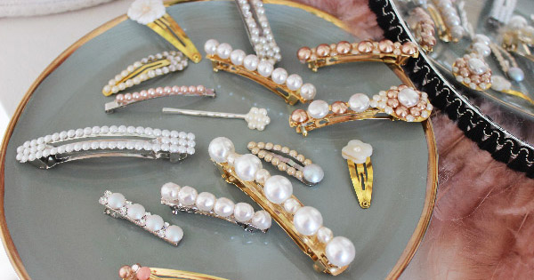 Barrettes DIY en perles nacre, strass et cabochons PureCrystal