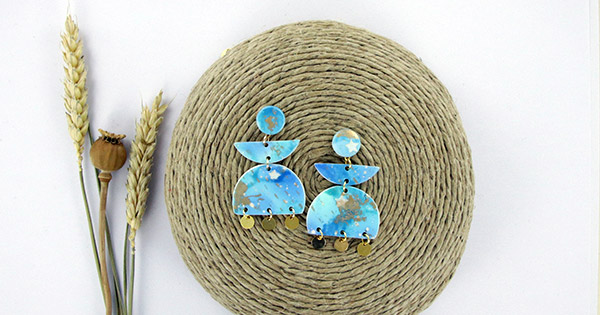 Schéma Boucles d'oreilles polymère et encres à alcool