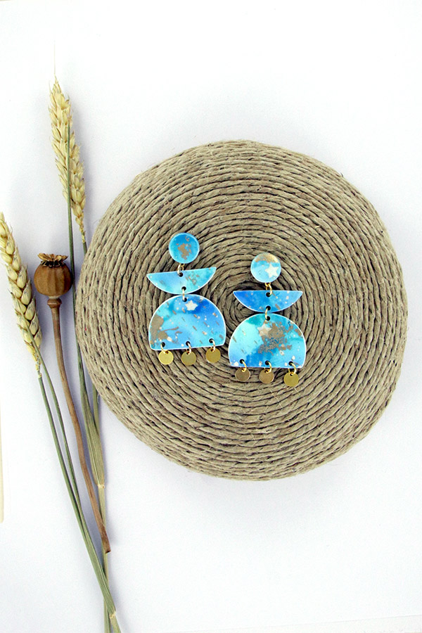 Schéma Boucles d'oreilles polymère et encres à alcool